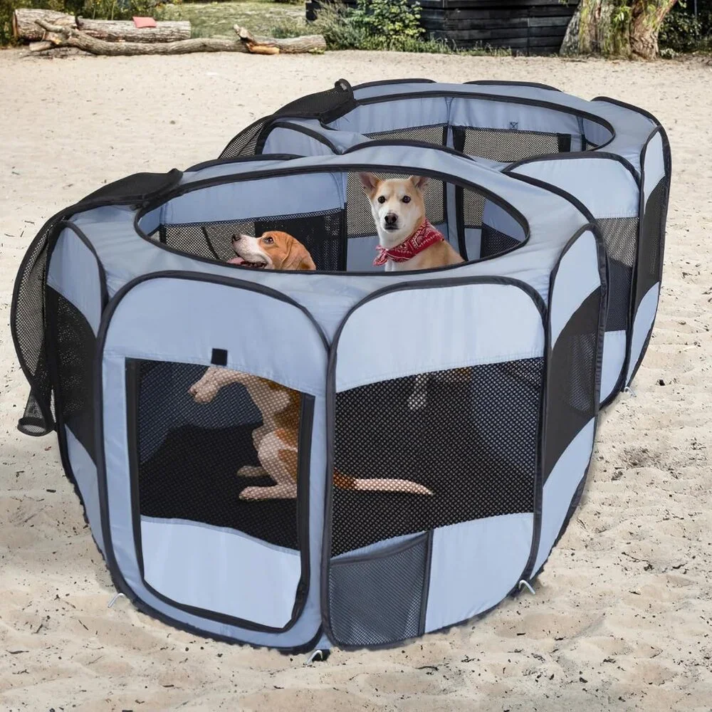 Foldable Indoor Outdoor Pop Up Playpen for Dogs & Cats - Easy Setup & Transport